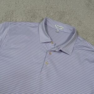 Peter Millar Summer Comfort Mens XL Lavender Striped Performance Golf Polo Shirt